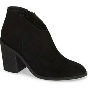 Jeffrey Campbell KAMET-2 Black Oiled Suede Ankle Bootie - Block Heel